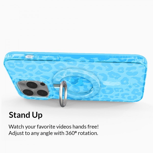 Aqua Blue Leopard MagSafe Grip Ring